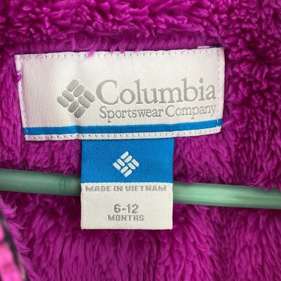 Columbia Snowsuit pink black fleece lined hooded  feet & hand covered size 3-6M - Picture 5 of 6